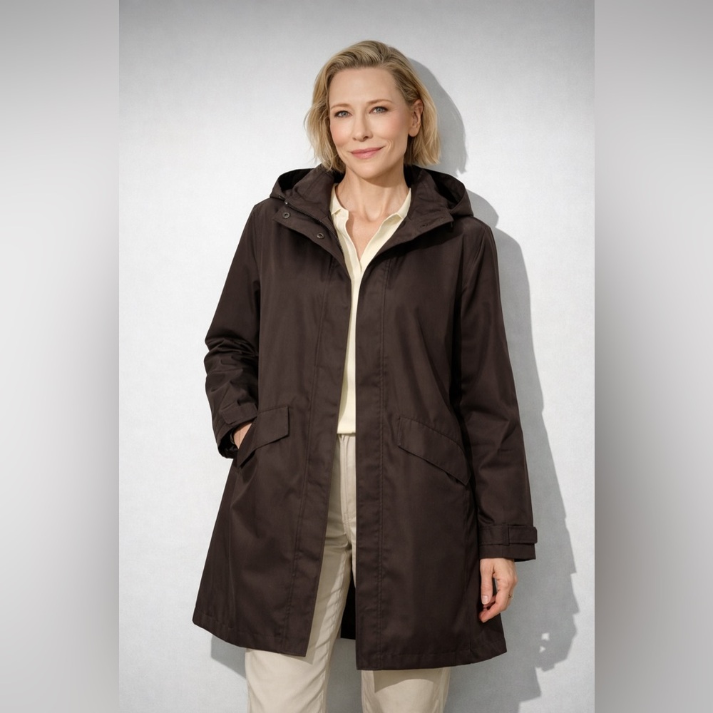 UNIQLO Lightweight Hooded Raincoat – Dark Chocolate Brown